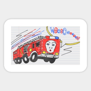 Fire Truck Maggie Sticker